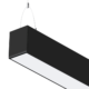 Close up of a black, linear LED fixture.