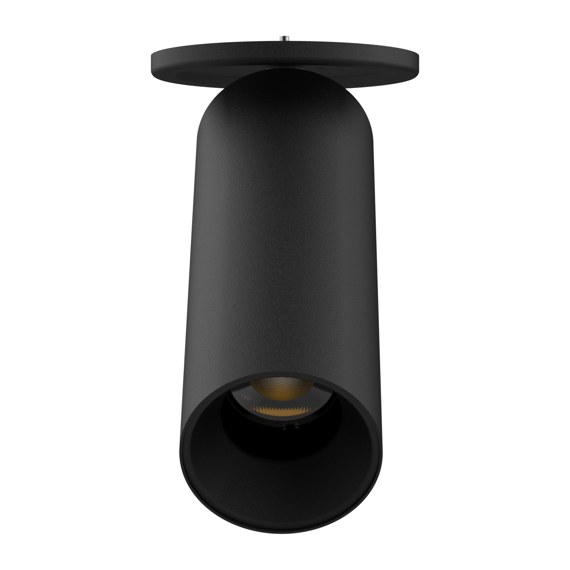 Cylinder Light with adjustable surface mount to set at an angle.