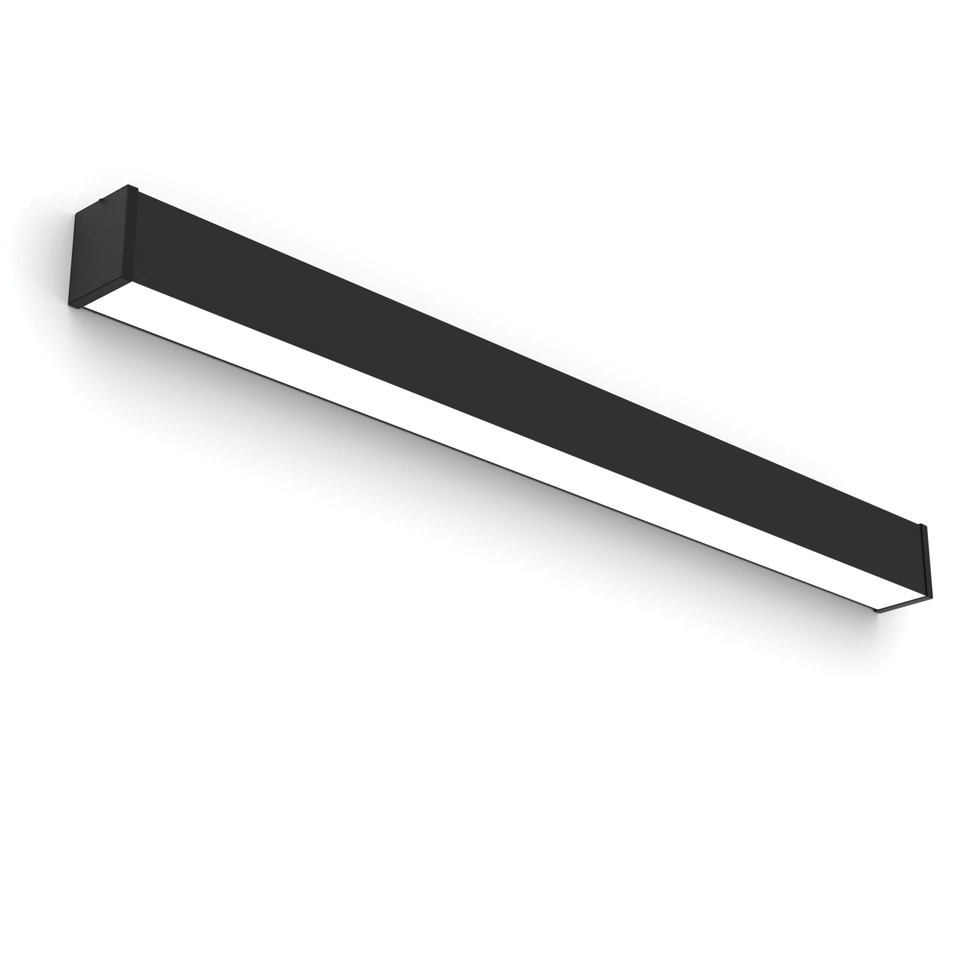 Wall mounted black LED linear light.